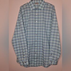 Kenneth Cole Light Blue Plaid Dress Shirt